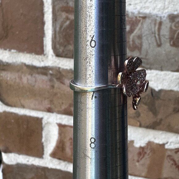 NVC Rose Gold Vermeil Sterling Pave Ring Size 6.75 Flower Daisy Lab Created CZ - Picture 10 of 10